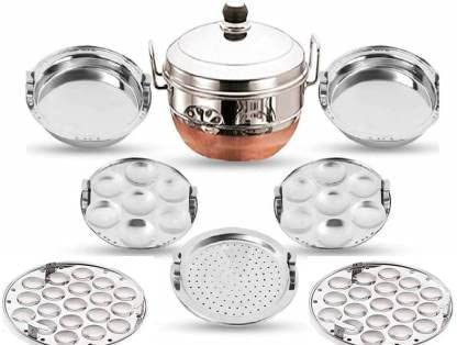 Buddybox Stainless Steel Idli Cooker 7 Plates Copper Bottom