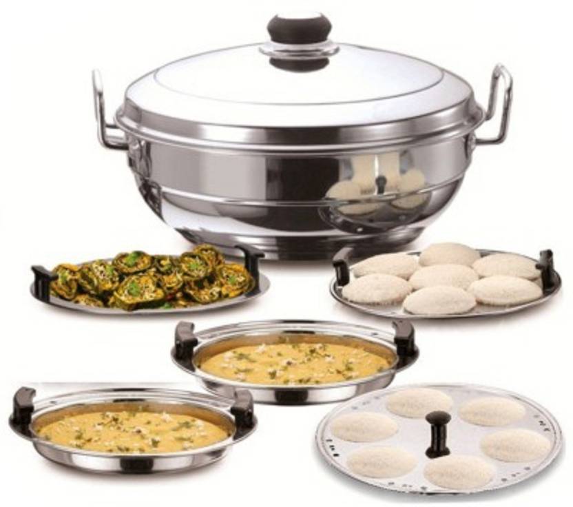 Buddybox Stainless Steel Idli Cooker 5 Plates Induction Bottom