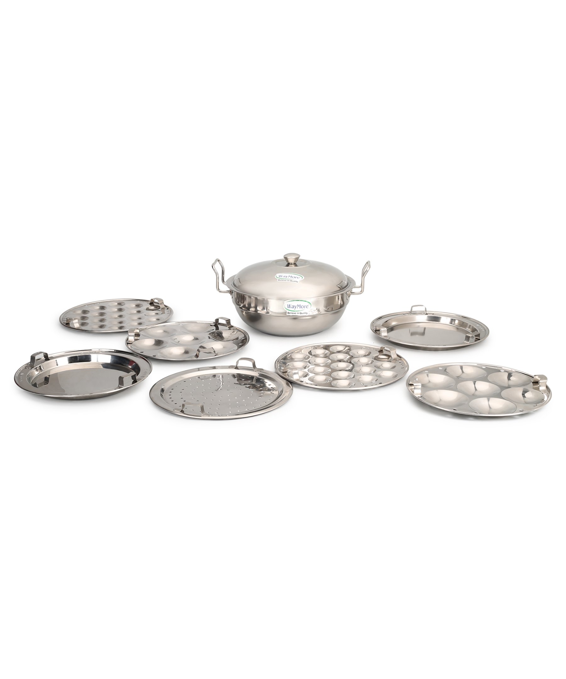 Buddybox Stainless Steel Idli Cooker 7 Plates Induction Bottom